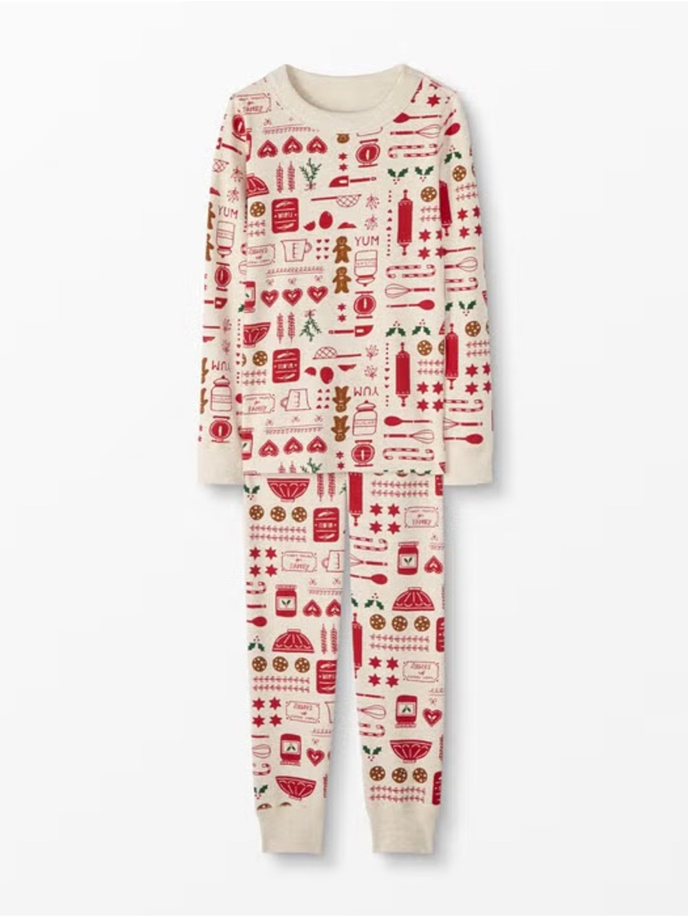 Hanna Andersson Christmas Baking Pajamas (Cream/Red) Size 6-7